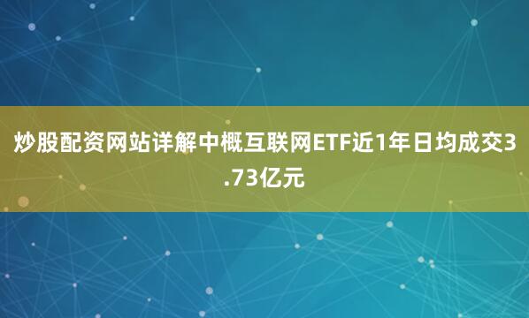 炒股配资网站详解中概互联网ETF近1年日均成交3.73亿元