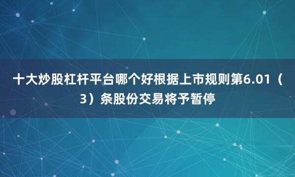 十大炒股杠杆平台哪个好根据上市规则第6.01（3）条股份交易将予暂停